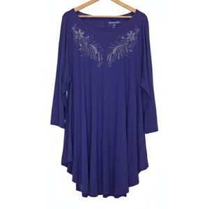 Roaman's womens plus 2X top purple boat neck tunic rayon spandex 26/28